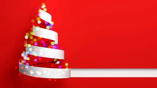 Albero Natale Con Decorazioni Festive Sfondo Rosso — Foto Stock