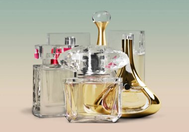 Aromatik parfüm şişeleri yakın çekim görüntüsü
