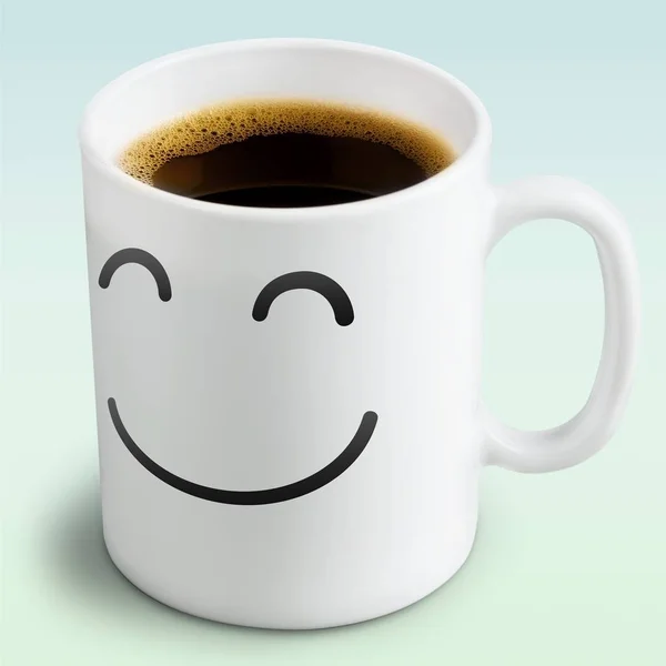 Чорна Кава Чашці Милою Усмішкою — стокове фото