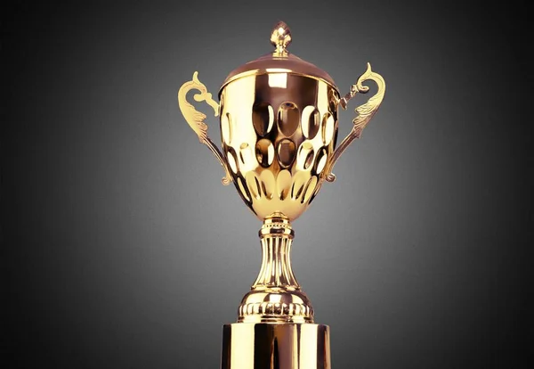 Golden Trophy Cup Light Background — Stock Photo, Image