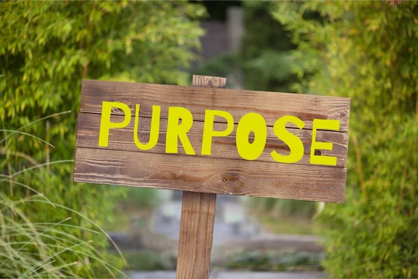 Word Purpose Wooden Signboard — Stock Photo, Image