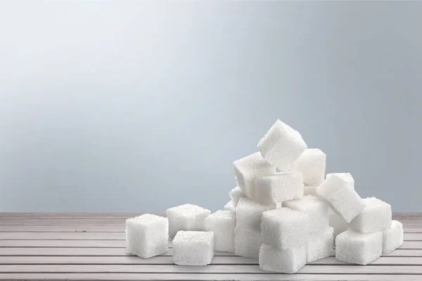 Cubos Azúcar Blanco Sobre Mesa Madera —  Fotos de Stock