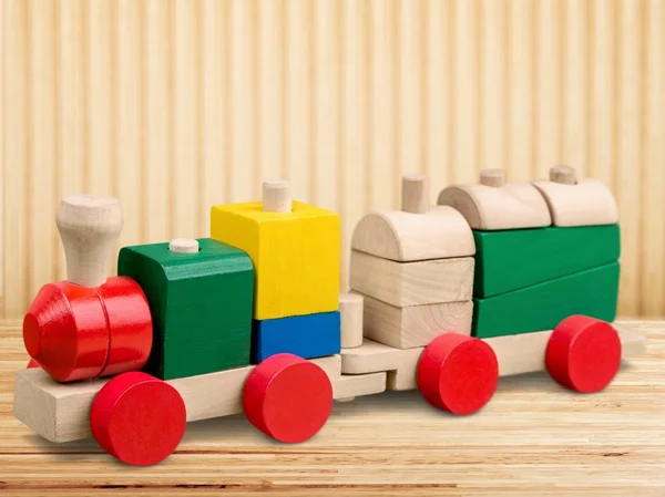 Wooden Toy Train Isolated Background — Stock Photo, Image