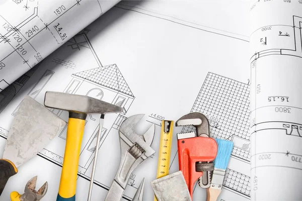 Various Repair Tools Carpentry Construction — Stock Photo, Image