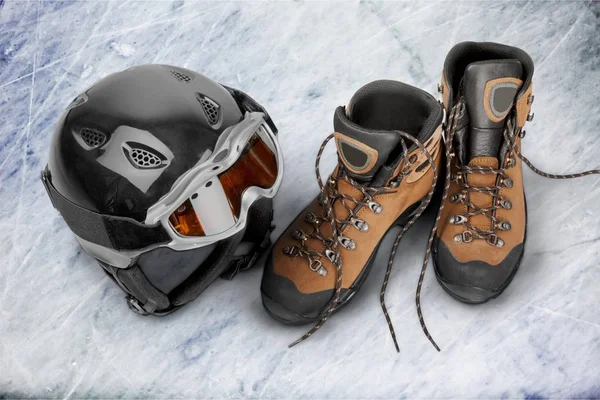 Winter Ski Helmet Boots — Stock Photo, Image