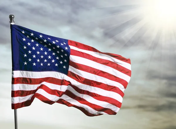 Соединенные Штаты Америки Размахивают Флагом — стоковое фото