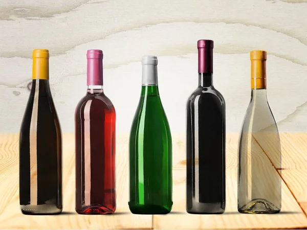 Bebidas Vino Botellas Aisladas Fondo — Foto de Stock