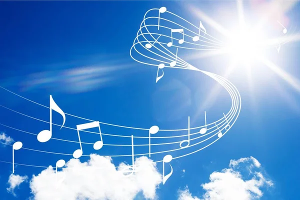music notes at cloudy sky illustration