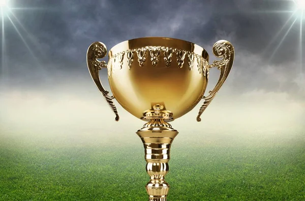 Gouden Trofee Cup Geïsoleerd Achtergrond — Stockfoto