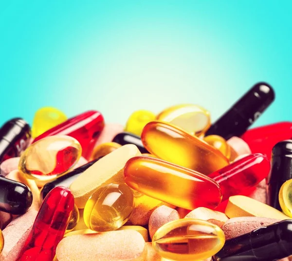 Vista Close Comprimidos Comprimidos Coloridos — Fotografia de Stock