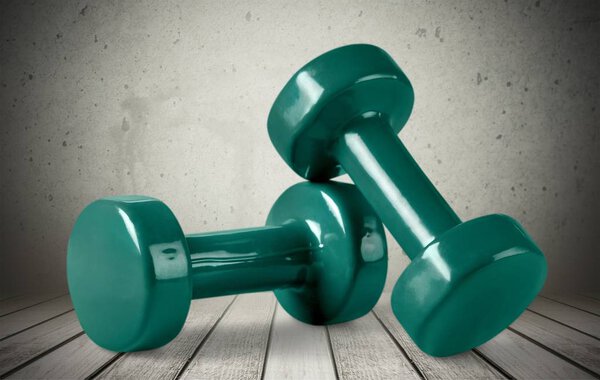 Modern dumbbells  from bright steel