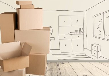 Arka plan üzerinde kutuları karton kutular