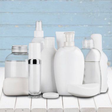 Losyonları ve kremleri, kozmetik, güzellik ve cilt bakımı ile şişe