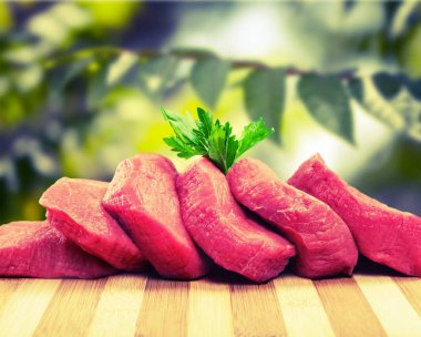 çeşitli taze çiğ et, arka plan pişirme biftek