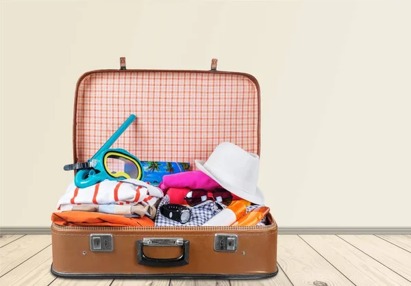 Bolsa Playa Con Accesorios Playa Concepto Vacaciones Verano — Foto de Stock