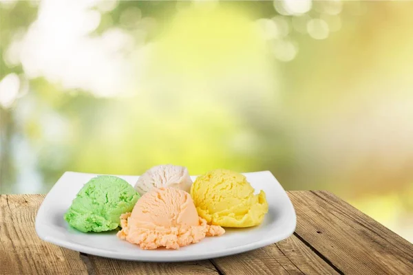 Assorted Ice Cream Balls Summer Dessert — Stock Photo, Image