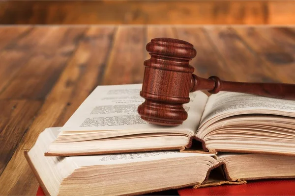 Wooden Judge Gavel Old Books — Stock Photo, Image