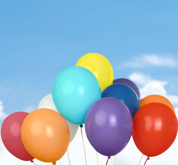 Bunch Bright Balloons Sky Background — Stock Photo, Image