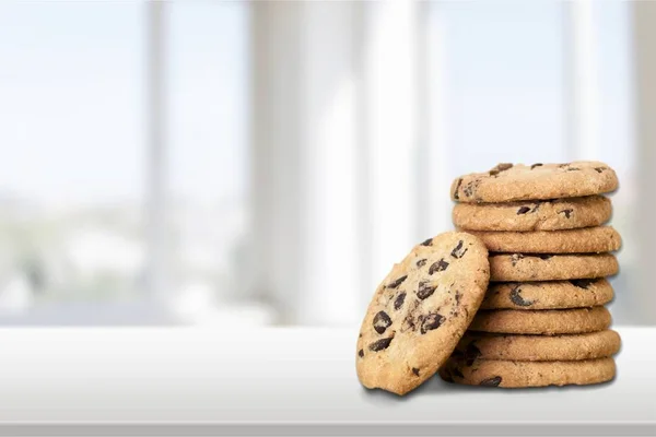 Pila Biscotti Cioccolato Isolati Sfondo Bianco — Foto Stock