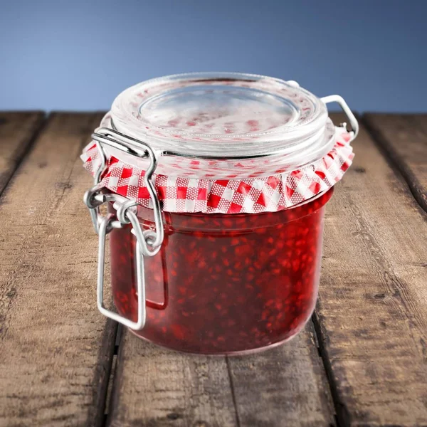 Jar Sweet Canned Jam Table — Stock Photo, Image