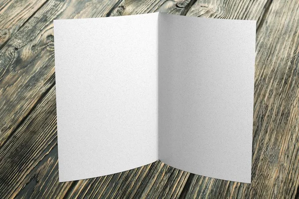 White Blank Paper Wooden Planks Background — Stock Photo, Image