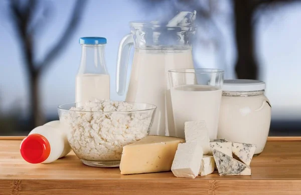 Productos Lácteos Frescos Alimentos Saludables — Foto de Stock