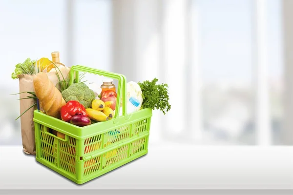 Bevásárló Kosár Friss Gyümölcs Zöldség — Stock Fotó