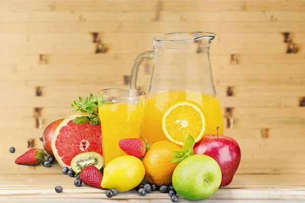 Sabroso Jugo Naranja Vaso Frutas Frescas — Foto de Stock