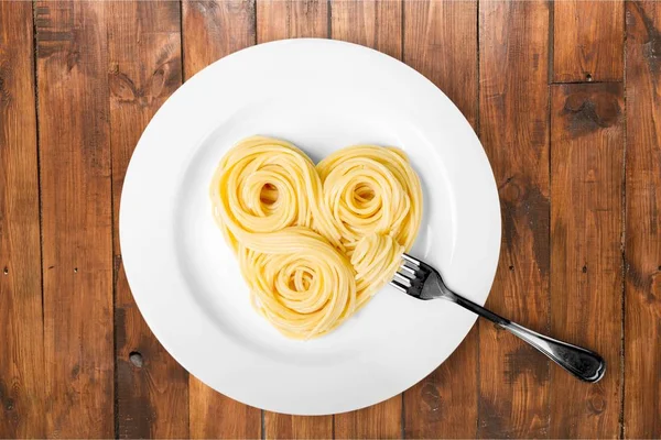 Delicious Italian Pasta White Plate — Stock Photo, Image