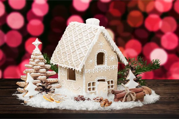 Homemade Gingerbread House Close View — Stock Photo, Image