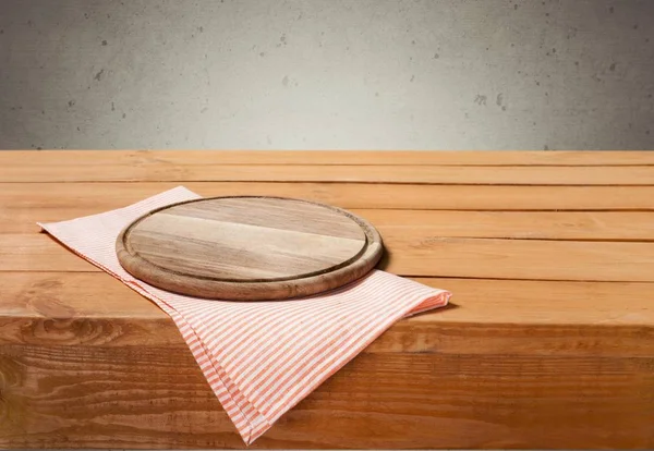 Cutting Board Sackcloth Wooden Table Copy Space — Stock Photo, Image