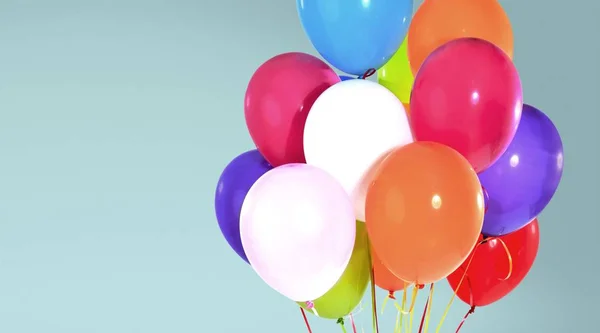 Haufen Heller Luftballons Auf Dem Hintergrund — Stockfoto