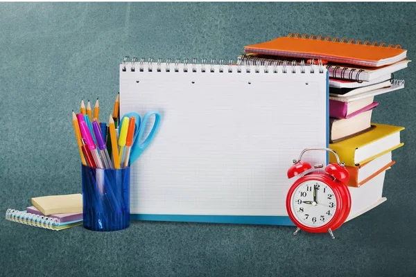 Composição Papelaria Escola Colorida Volta Fundo Escola — Fotografia de Stock