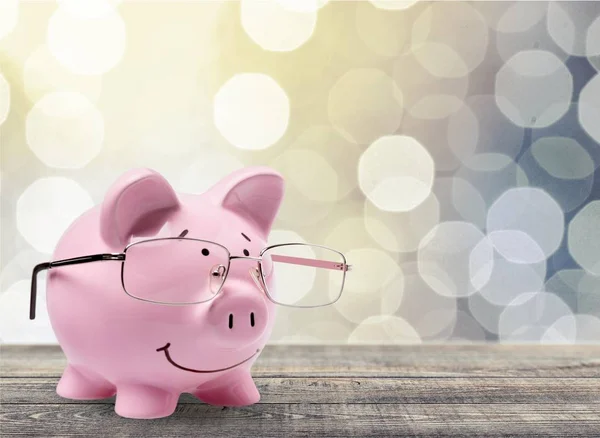 Piggy Bank Óculos Investimento Conceito Poupança — Fotografia de Stock