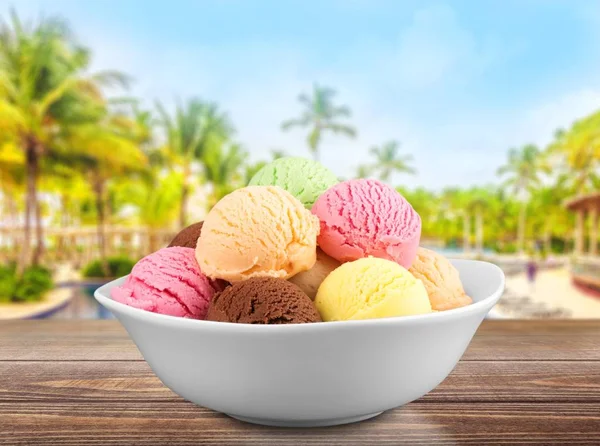 assorted ice cream balls, summer dessert