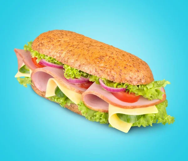 Leckeres Sandwich Mit Fleisch Schinken Und Käse — Stockfoto