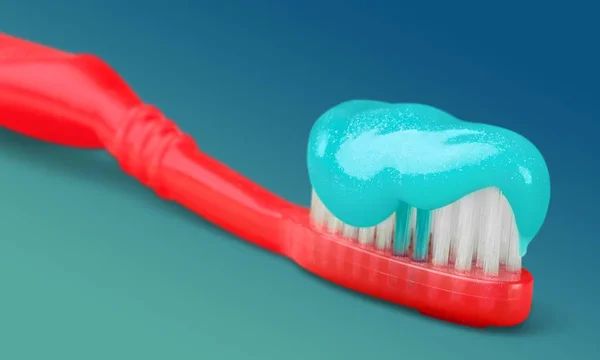 Dentifricio Blu Rinfrescante Nuovo Spazzolino Denti — Foto Stock