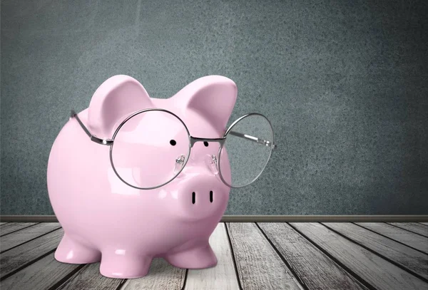 Piggy Bank Szemüveg Befektetés Megtakarítás Fogalma — Stock Fotó
