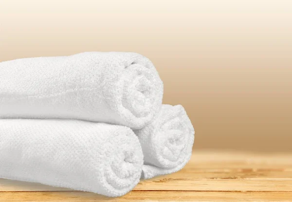 Stapel Pluizige Lichte Handdoeken Close — Stockfoto