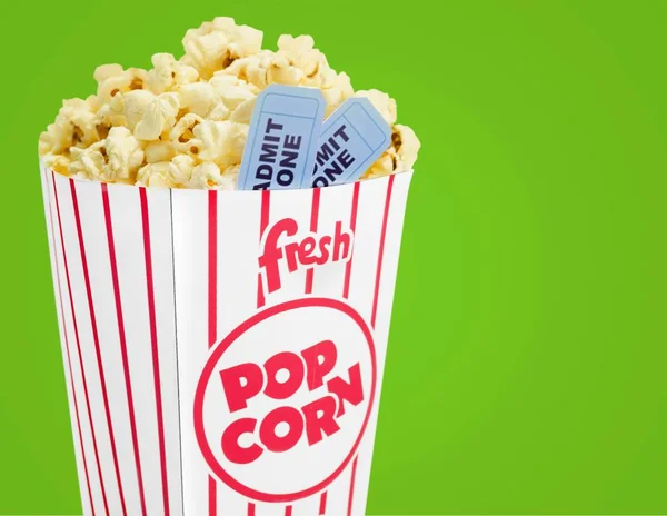 Popcorn Essen Karton Auf Background — Stockfoto