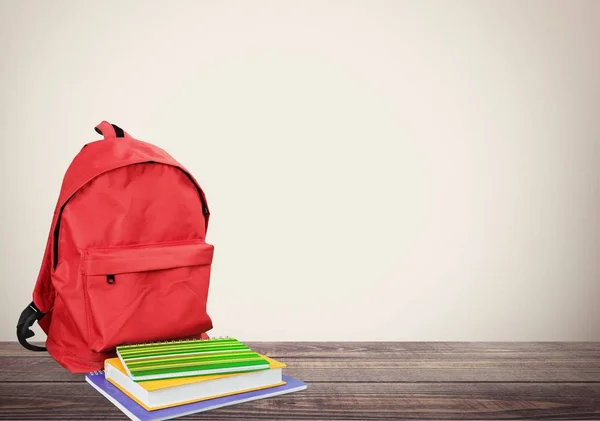 School Backpack with stationery, back to school background