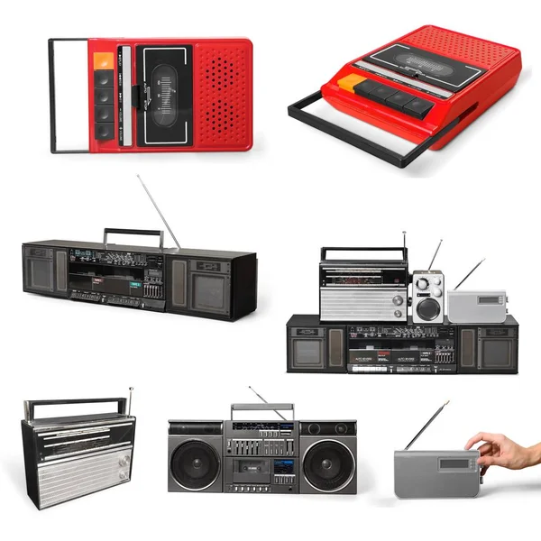 Stare Retro Radio Kolekcja Tle — Zdjęcie stockowe