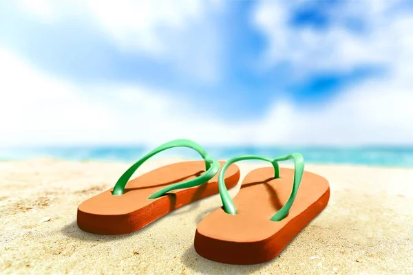 Summer Flip Flops Sandy Beach — Stock Photo, Image