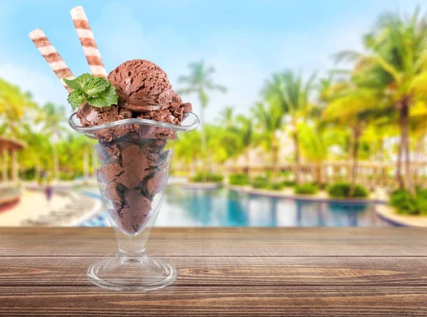 Delicious Chocolate Ice Cream Glass — Stock Photo, Image