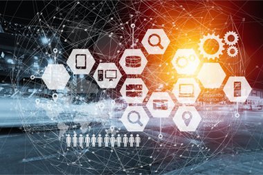 Küresel ağ arka plan, topluluk infograph, iş simgeleri ile duvar kağıdı