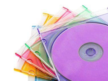 beyaz arka plan üzerinde izole renkli durumlarda dvd 