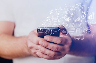 Erkek el smartphone yakından görmek