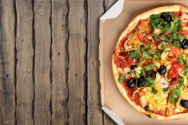Deliciosa Pizza Com Tomate Fast Food — Fotografia de Stock