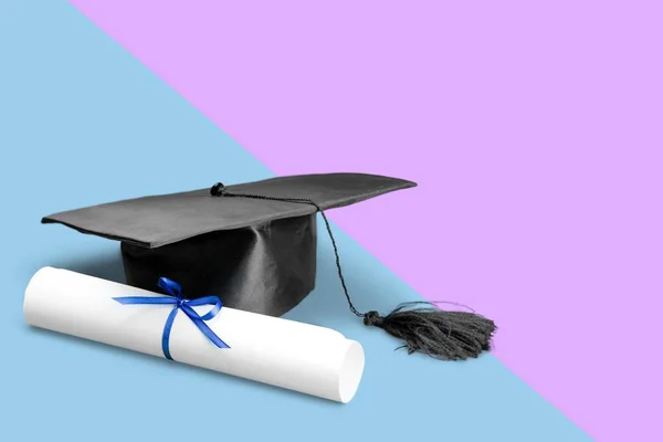 Mezuniyet Şapka Diploma Eğitim Kavramı — Stok fotoğraf