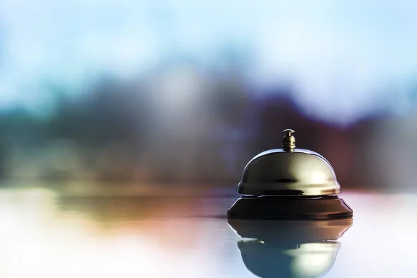 Reception Service Desk Bell Blurred Background — Stock Photo, Image